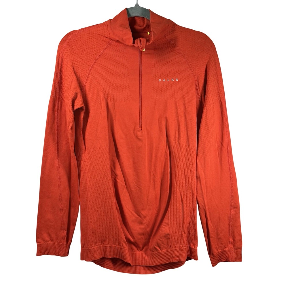 Falke Ergonomic Shirt Sz L Orange Pullover 1/4 Zip Athletic Preppy Athleisure